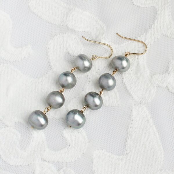 Grey Pearls 14K Gold Filled Earrings