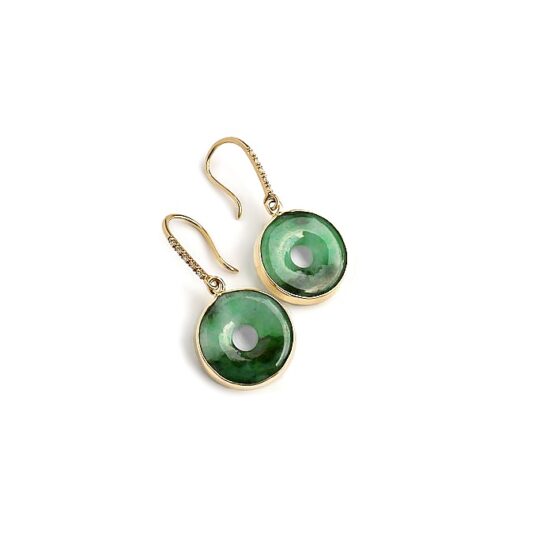 Jade & Diamonds 14K Solid Gold Earrings