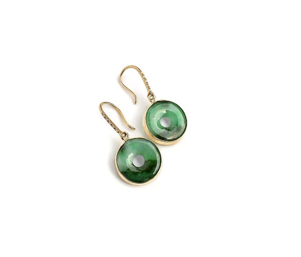 Jade & Diamonds 14K Solid Gold Earrings