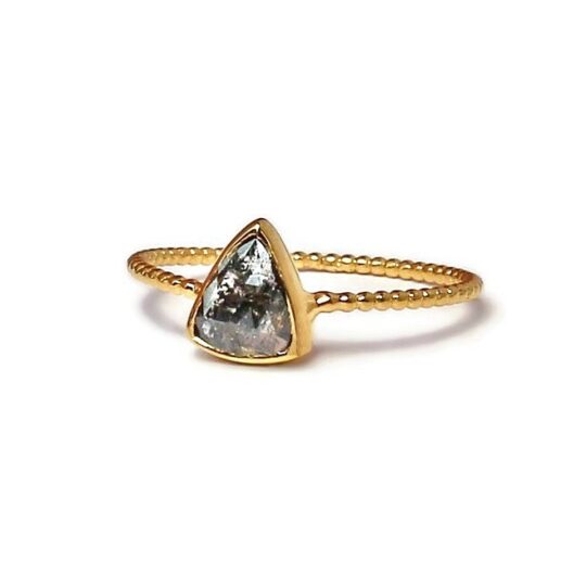 Salt & Pepper Diamond 14K Solid Gold Ring