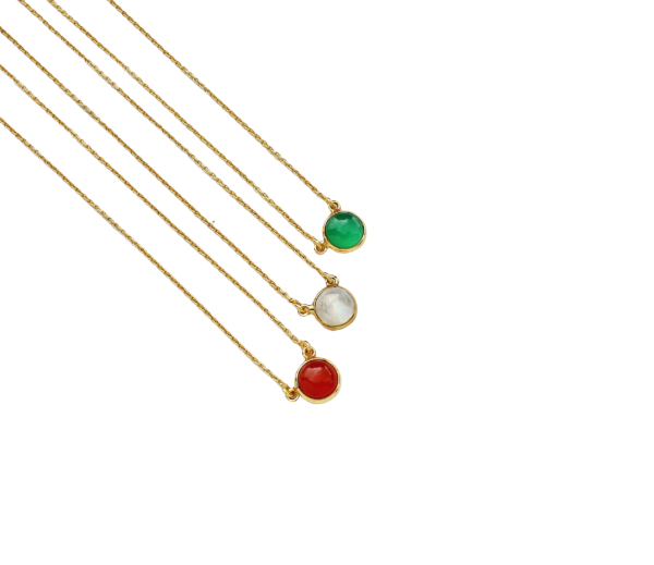 Round Gemstone 925 Vermeil Necklace