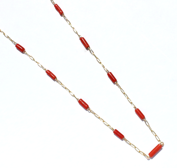 Coral 14K GF Long Chain Necklace