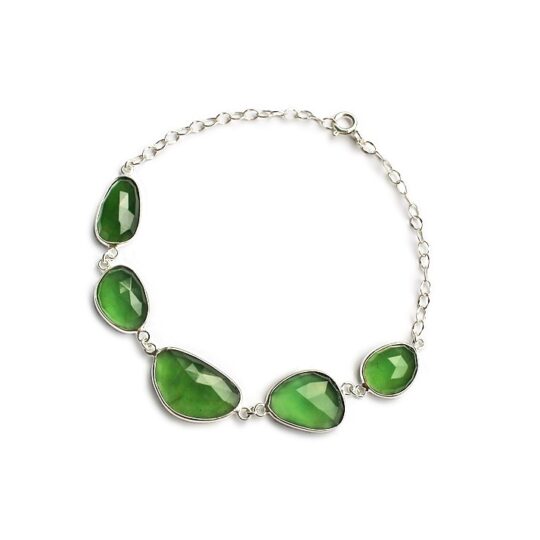 Serpentine 925 Silver Bracelet