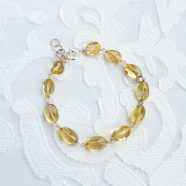 Citrine 925 Silver Chunky Bracelet