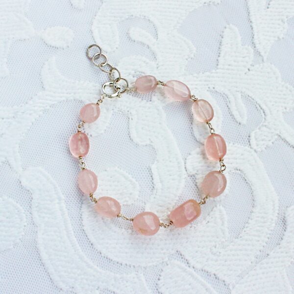 Rose Quartz 925 Silver Chunky Bracelet