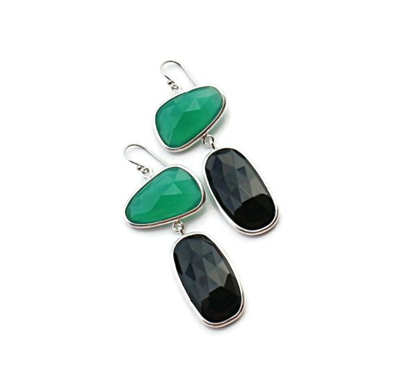 Green Black Onyx Large 925 Earrings