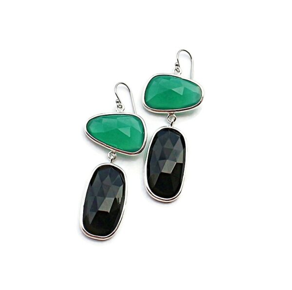 Green Black Onyx Large 925 Earrings