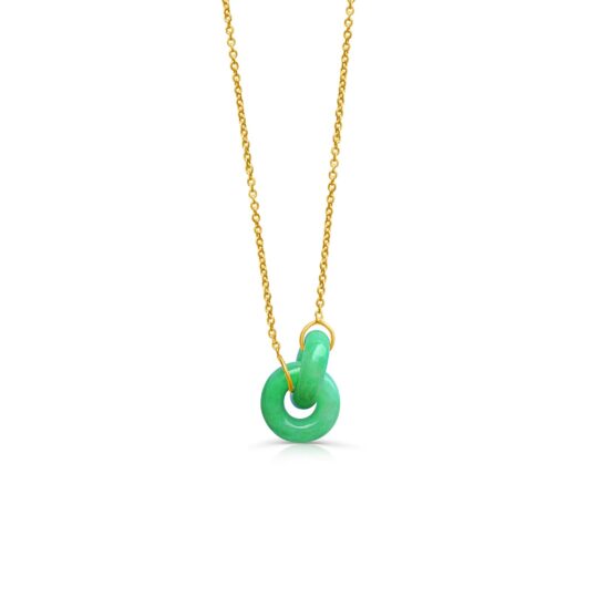 Interlocked Jade 14k Solid Gold Necklace