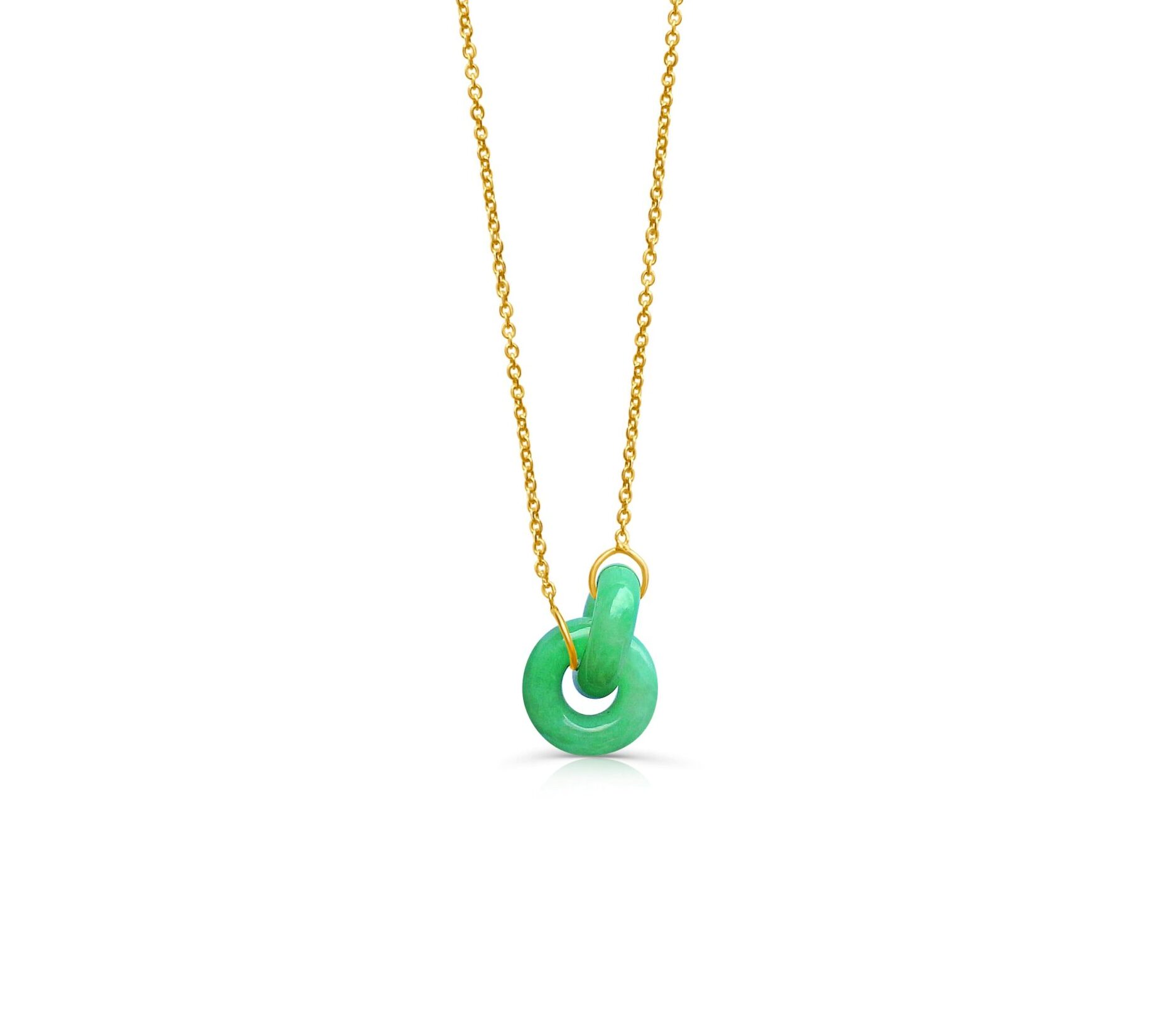 Interlocked Jade 14k Solid Gold Necklace