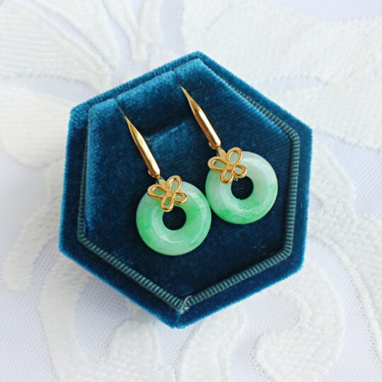 Jade Donut (Yang Green) 925 Vermeil Butterfly Earrings