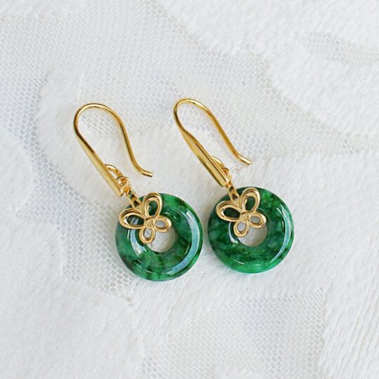 Jade Donut 925 Vermeil Butterfly Earrings