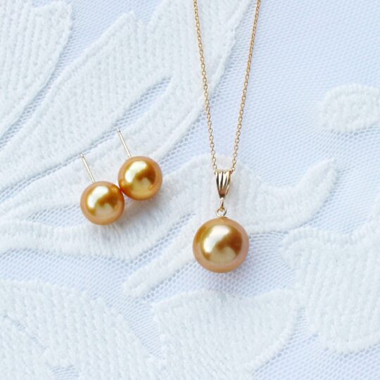Golden South Sea Pearl 14K Solid Gold Necklace