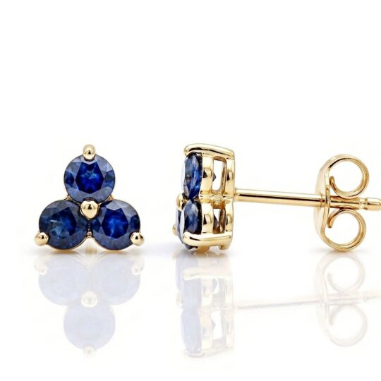 Sapphire Trio 14K Solid Gold Earrings