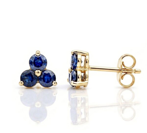 Sapphire Trio 14K Solid Gold Earrings