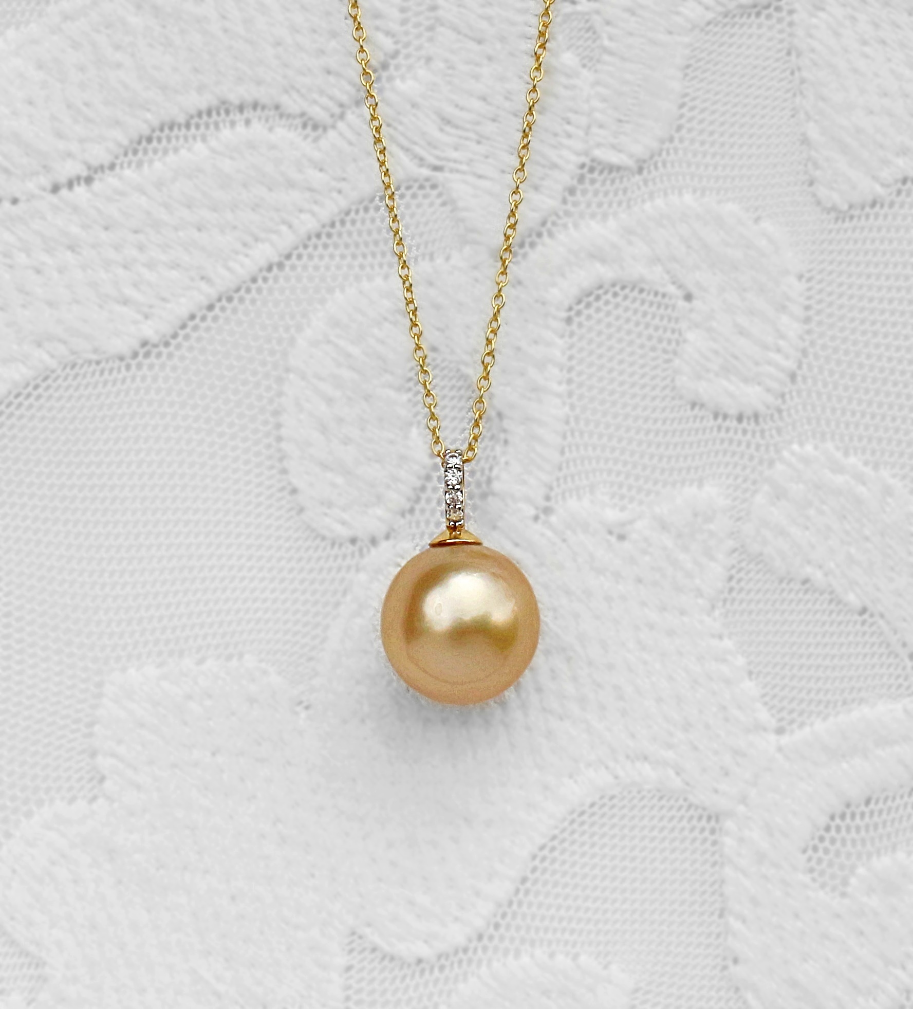South Sea Pearl Round 14K Solid Gold Necklace